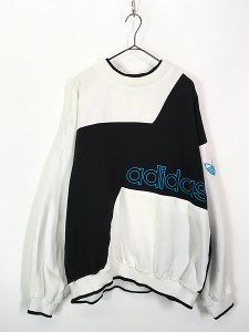 古着 90s adidas トレフォイル BIG 刺しゅう クレイジー パターン スウェット トレーナー XL 古着