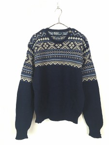 古着 Polo Ralph Lauren ノルディック 雪柄 ウール ニット セーター M 古着