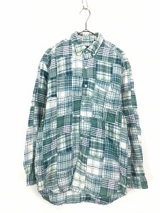 古着 90s GAP マルチ チェック パッチワーク コットン シャツ S