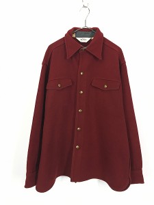 古着 70s WoolRich 無地 ソリッド フラップ ポケット メルトン ウール シャツ ジャケット XL