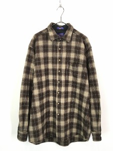 古着 00s Pendleton オンブレ シャドー チェック ウール シャツ XL TALL