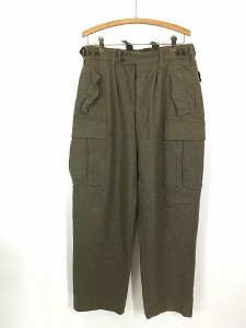 古着 60s ドイツ軍 ダブルニー 圧縮 ヘビー ウール トラウザーズ カーゴ パンツ W28-31 L31