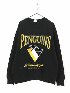 古着 90s USA製 NHL Pittsburgh Penguins ペンギンズ スウェット トレーナー M 古着