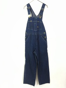 古着 70s USA製 Oshkosh B'gosh 真紺 100%コットン デニム ワーク オーバーオール W33 L28