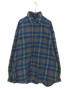 古着 90s GAP カラフル チェック ヘビー フランネル ウール シャツ L