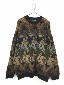 古着 90s BACHRACH 幾何学 アート アクリル ニット セーター XL位 古着