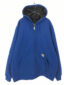 古着 Carhartt パデット スウェット ジップ パーカー 青 XL 古着