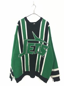 古着 90s NFL New York Jets ジェッツ アクリル ニット セーター XXL 古着