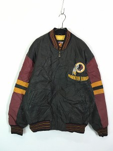 古着 90s NFL Washington Redskins レッドスキンズ 本革 オール レザー スタジャン ジャケット L 古着