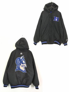 古着 90s STARTER Duke Blue Devils ブルーデビルズ カレッジ スポーツ パデット ジャケット パーカー S 古着