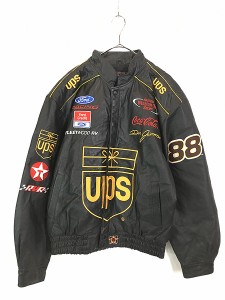 古着 90s JH DESIGN 「UPS」 本革 オール レザー レーシング ジャケット L 古着