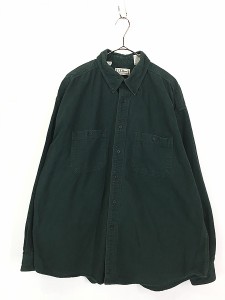 古着 90s USA製 LL Bean 「CHAMOIS CLOTH」 ソリッド シャモアクロス フランネル シャツ ネルシャツ XL