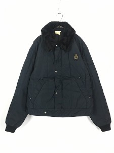 古着 80s Refrigi Wear 襟ボア パデッド キルティング アウトドア ジャケット 黒 L