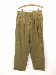 古着 90s Eddie Bauer 極太畝 コーデュロイ タック パンツ コーズ 太テーパード キャメル W33 L29