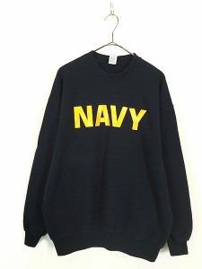 古着 80s USA製 Soffe 「NAVY」 ストレート ミリタリー スウェット トレーナー L