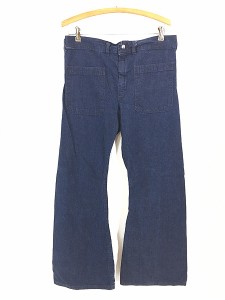 古着 70s USA製 Seafarer 巻き 濃紺 インディゴ デニム セーラー パンツ フレア W33 L29.5 極上!!