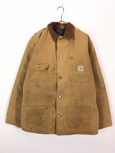 古着 80s Carhartt 裏地 ブランケット ブラウン ダック ミシガンチョア カバーオール ジャケット X位 古着