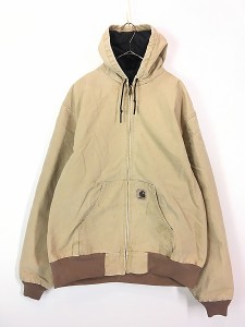 古着 90s Carhartt イエロー ダック パデット アクティブ パーカー ジャケット XXL 古着