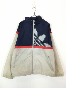 古着 90s adidas トレフォイル クレイジー パターン 2way ナイロン ジャケット L位 古着