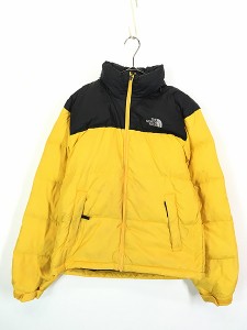 古着 90s TNF The North Face 700フィル パワー ヌプシ ダウン ジャケット 黒×黄 XS 古着