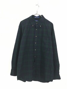 古着 00s Pendleton 高級ライン 「Sir」 ブラックウォッチ チェック BD ライト ウール シャツ L