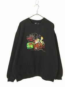 古着 90s Scooby Doo スクービー ドゥー キャラクター 刺しゅう スウェット トレーナー L 古着