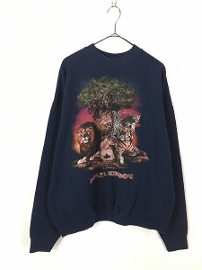 古着 90s USA製 Disney 「Animal Kingdom」 ディズニー パーク スウェット トレーナー XL 古着