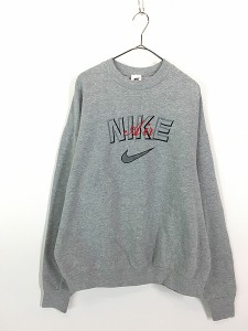 古着 90s USA製 NIKE AIR スウォッシュ ロゴ 刺しゅう スウェット トレーナー XL 古着