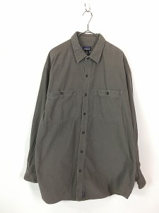 古着 00s Patagonia 無地 ソリッド コーデュロイ シャツ グレー XL 古着