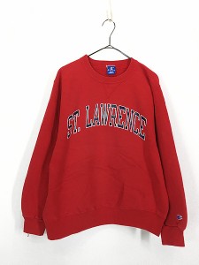 古着 80s USA製 Champion 「ST LAWRENCE」 アーチ プリント 前V リバース スウェット L 古着