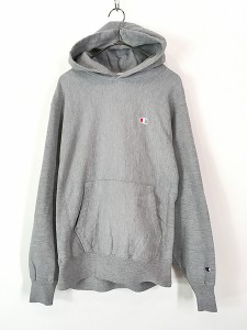 古着 Champion Reverse Weave ワンポイント リバース スウェット パーカー グレー M 古着