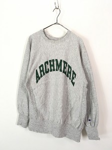 古着 90s Champion Reverse Weave 「ARCHMERE」 両面 BIG アルファベット リバース スウェット グレー L 古着