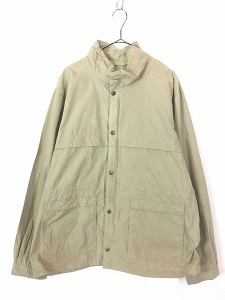 古着 80s WoolRich 希少!! 100% コットン ポプリン 比翼 ハイネック ライト ジャケット TAN L