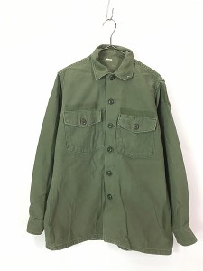 古着 60-70s 米軍 US 100% コットンサテン ミリタリー ファティーグ シャツ 15 1/2