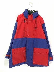 古着 90s TOMMY HILFIGER 青×赤 バイカラー 2way コットン シェル ジャケット L 古着