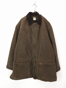 古着 90s Carhartt 裏地 ブランケット ウエスタンヨーク チョコレート ダック ミドル ジャケット XL 古着