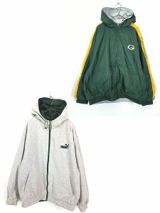 古着 90s PUMA × NFL Green Bay Packers パッカーズ リバーシブル ジャケット パーカー XL 古着