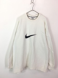 古着 USA製 NIKE BIG センター スウォッシュ ナイロン パッチ ヘビー スウェット トレーナー XXL 古着