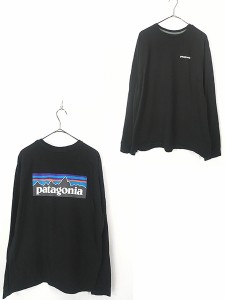 古着 Patagonia フィッツロイ プリント 長袖 Tシャツ ロンT 黒 L 古着