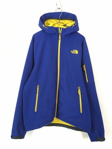 古着 TNF The North Face 青×黄 ストレッチ ソフト シェル ジャケット L 古着