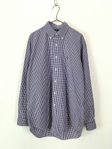 古着 90s Ralph Lauren 「BLAKE」 紫×白 ギンガム チェック BD シャツ M 古着