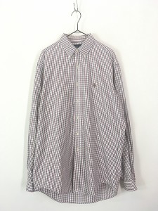 古着 90s Ralph Lauren 「YARMOUTH」 白×紺×赤 チェック OXフォード BD シャツ 15 1/2 古着