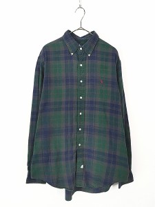 古着 90s Ralph Lauren ダーク チェック BD シャツ XL 古着