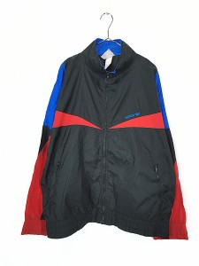 古着 90s adidas 黒 赤 青 3カラー クレイジー ナイロン ジャケット L位 古着