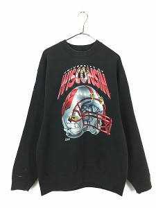 古着 90s USA製 Wisconsin Badgers カレッジ アメフト ヘビー スウェット トレーナー L 古着