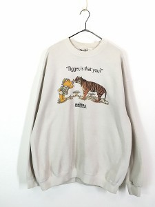 古着 90s USA製 Disney Pooh Animal Kingdom 「Tigger」 クマのプーさん ティガー スウェット トレーナー L 古着