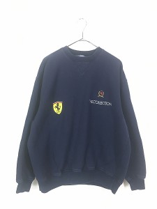 古着 90s TOMMY HILFIGER フェラーリ 刺しゅう フラッグ パッチ スウェット トレーナー S 古着