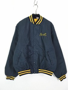 古着 70s USA製 Birdie 豪華 チェーン ステッチ パデッド ナイロン スタジャン ジャケット M