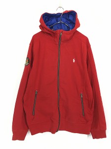 古着 Polo Ralph Lauren 「クッキー パッチ」 フード裏 ナイロン スウェット ジップ パーカー L 古着