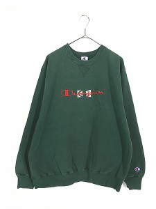 古着 90s Champion BIG ロゴ 刺しゅう 前V スウェット トレーナー XL 古着